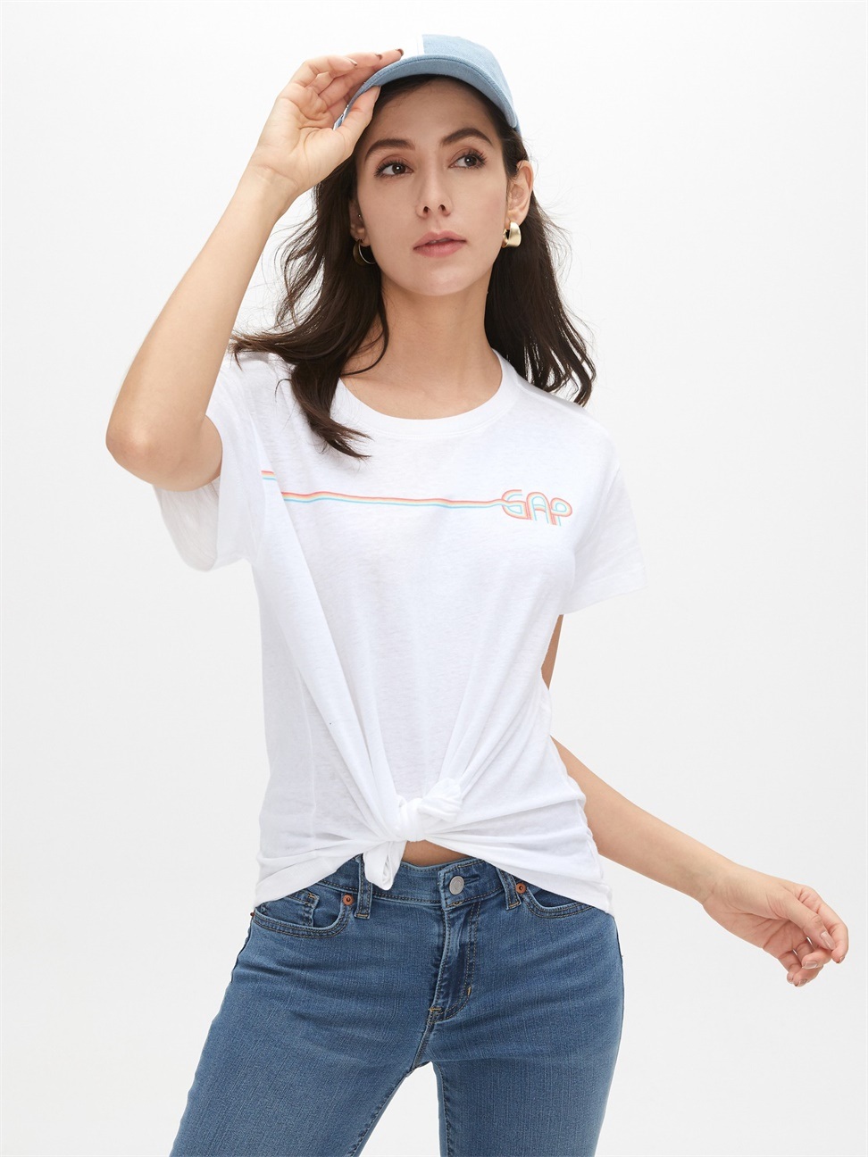 女裝|Logo印花圓領短袖T恤-白顏色