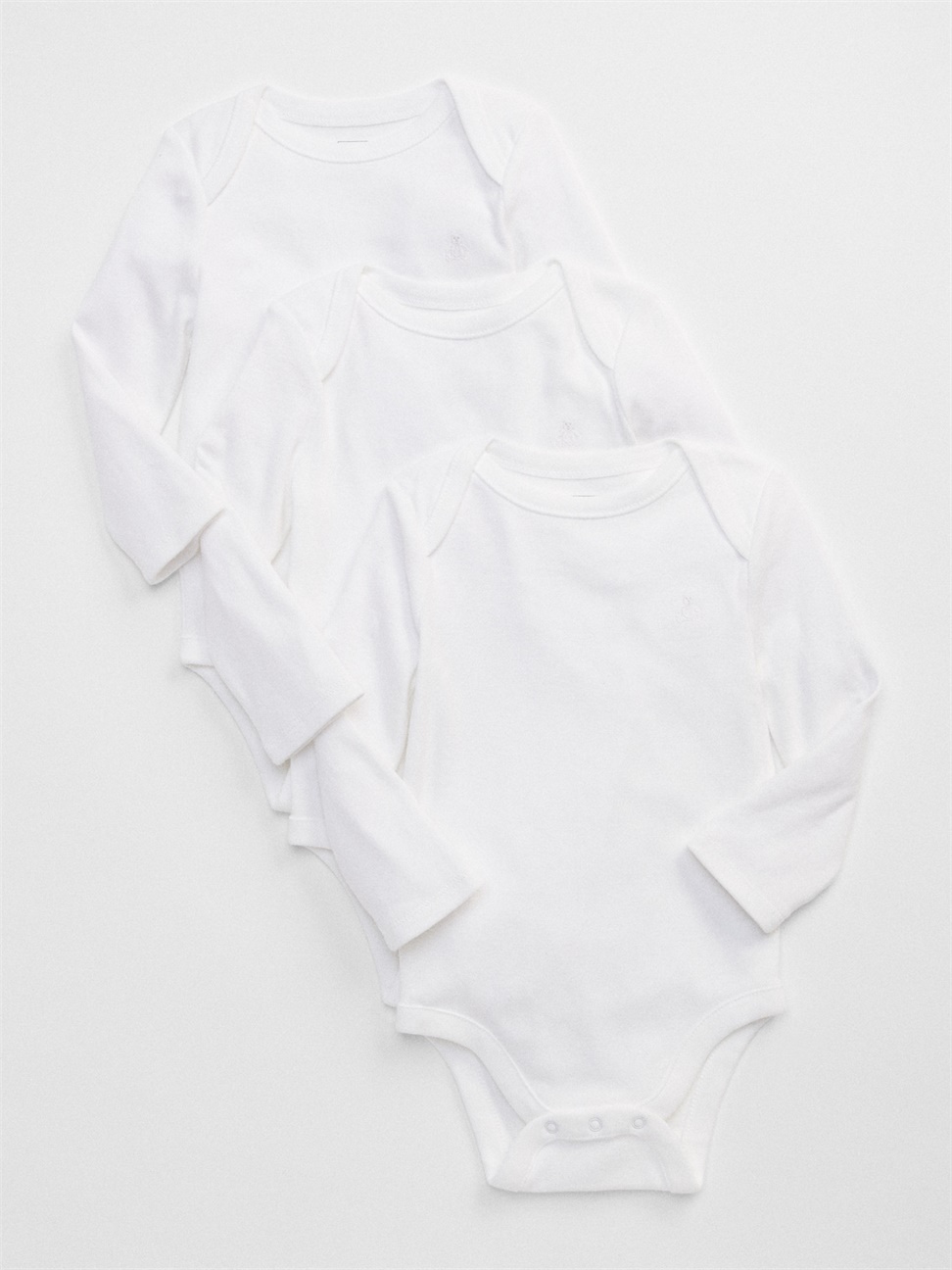 嬰兒裝|舒適純棉素色長袖包屁衣三件組-光感白