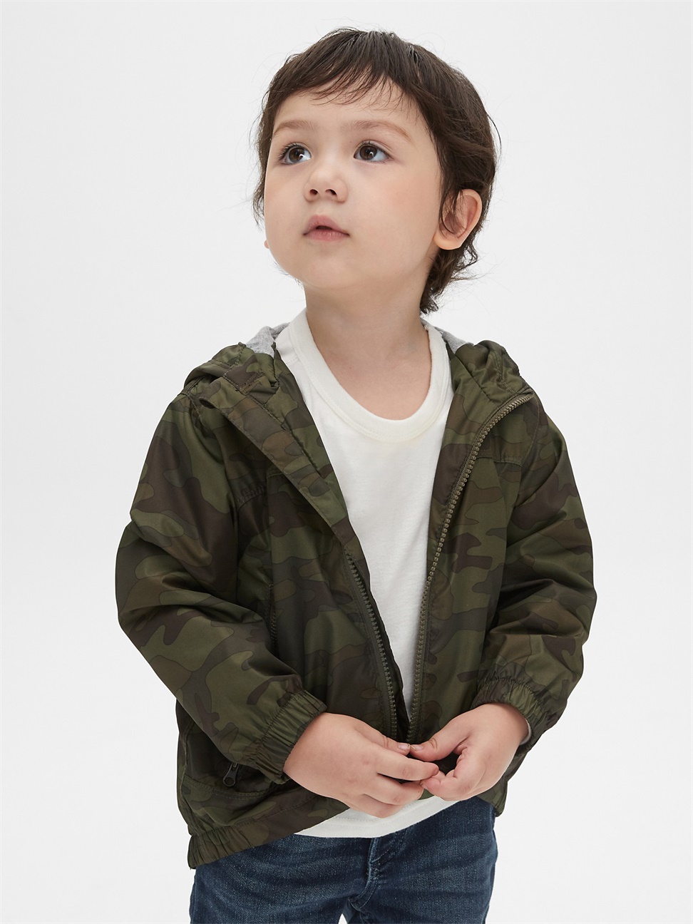 男幼童裝|活力印花長袖外套-綠色迷彩