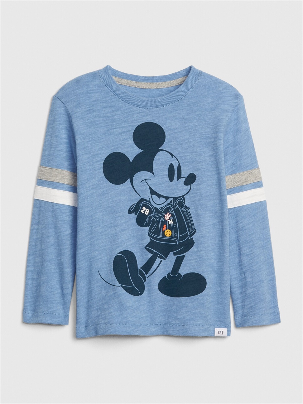 男幼童裝|Gap x Disney迪士尼聯名 米奇長袖T恤-淡雅天空藍