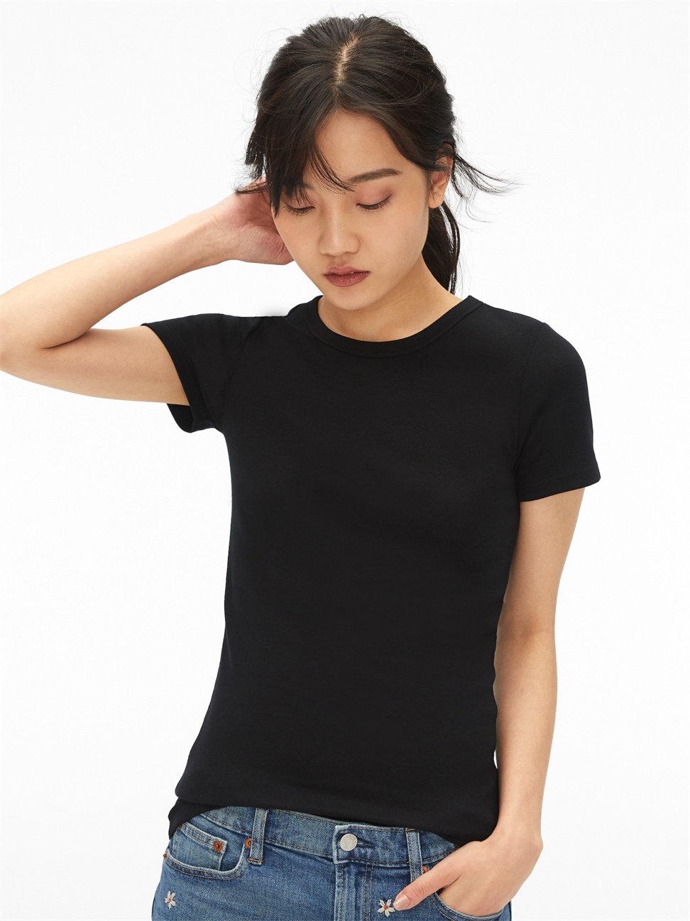 女裝|莫代爾圓領短袖T恤-正黑色
