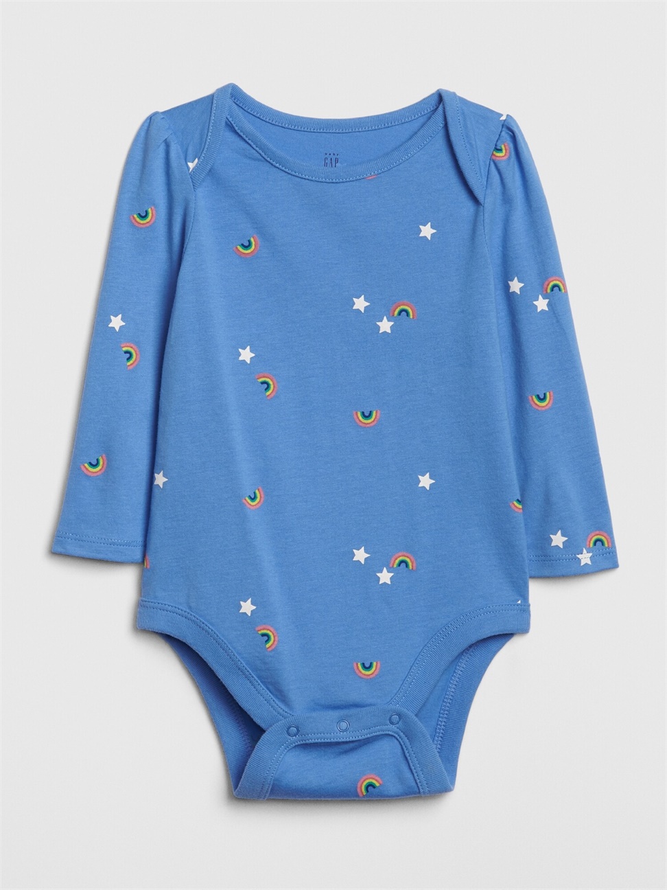 嬰兒裝|柔軟長袖圓領包屁衣-摩爾藍色