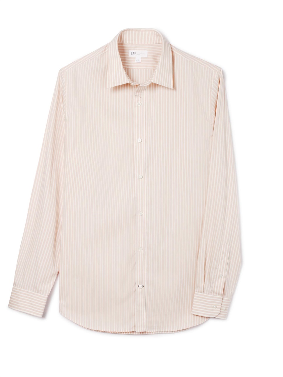 男裝|舒適無褶長袖鈕釦襯衫-粉色條紋