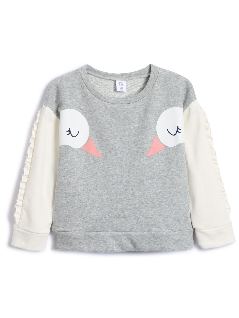 女幼童裝|童趣動物造型圓領上衣-灰色天鵝印花