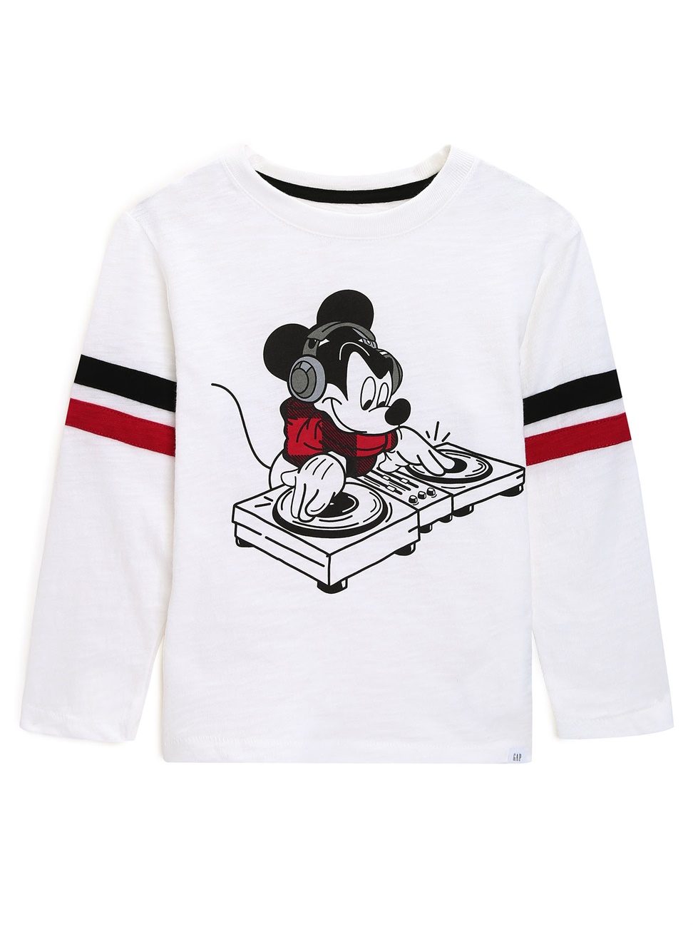 男幼童裝|Gap x Disney迪士尼聯名 米奇長袖T恤-光感亮白