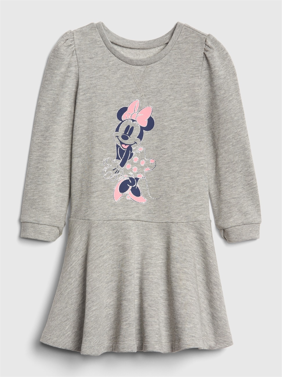 女幼童裝|Gap x Disney迪士尼聯名 米妮長袖洋裝-米妮老鼠圖案
