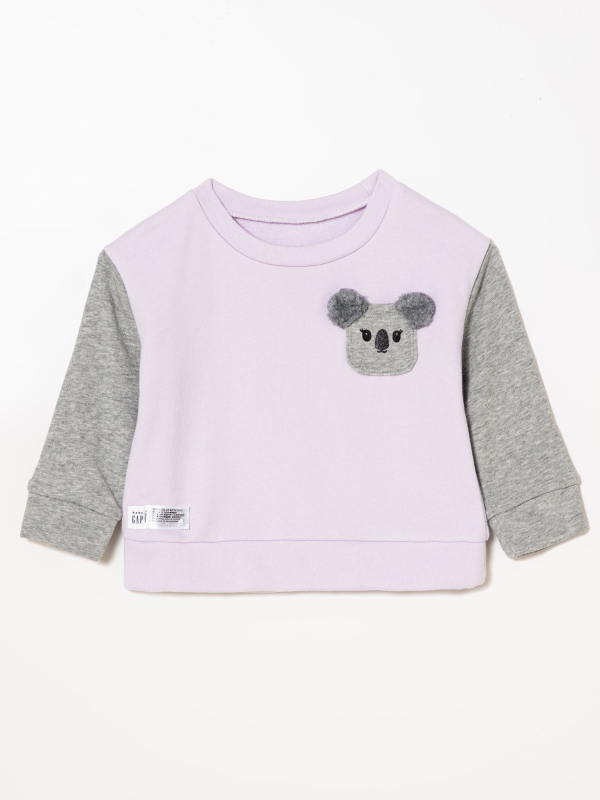 女幼童裝|童趣動物造型圓領上衣-粉紫色