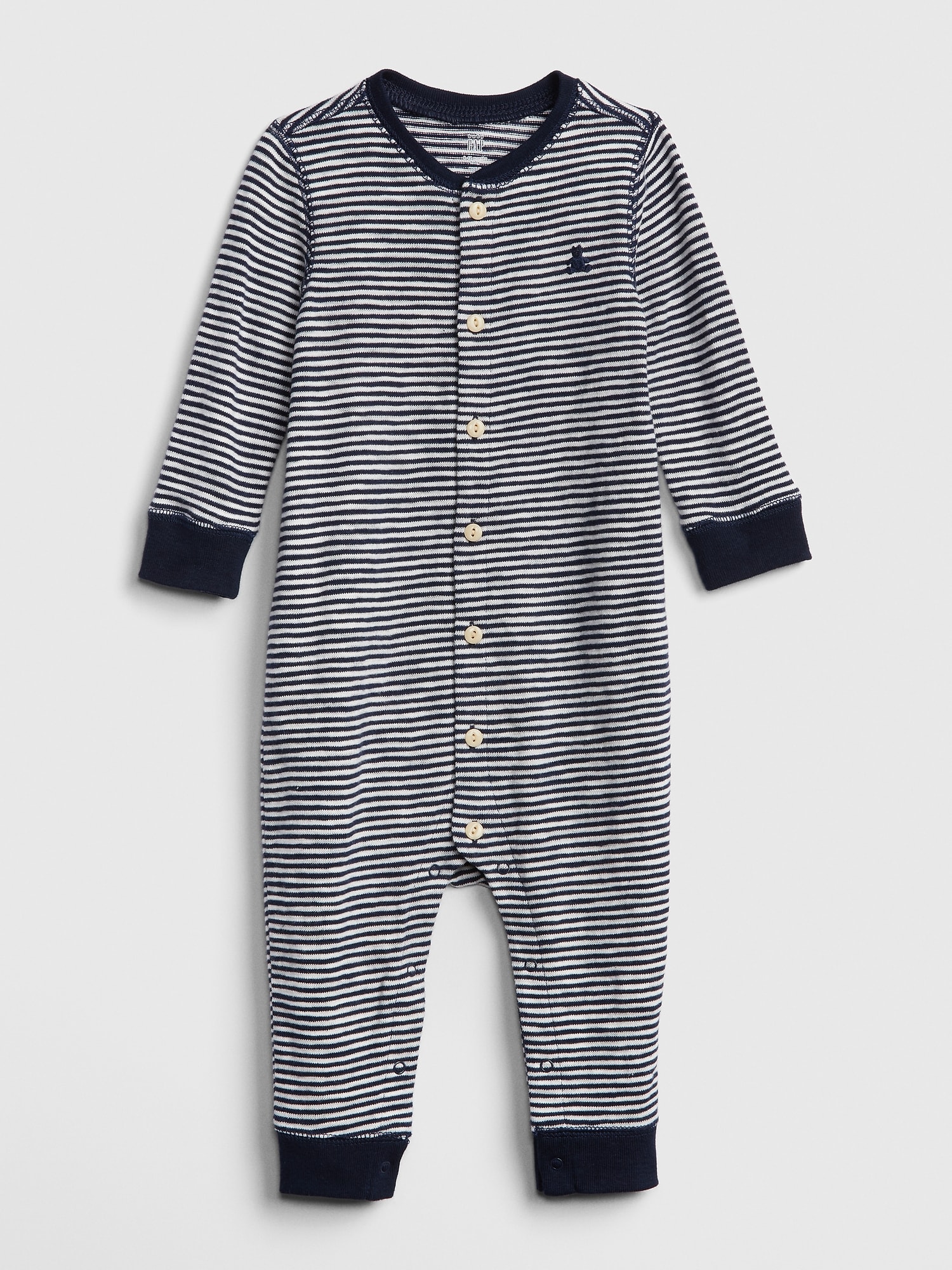 嬰兒裝|舒適柔軟長袖包屁衣-海軍藍色