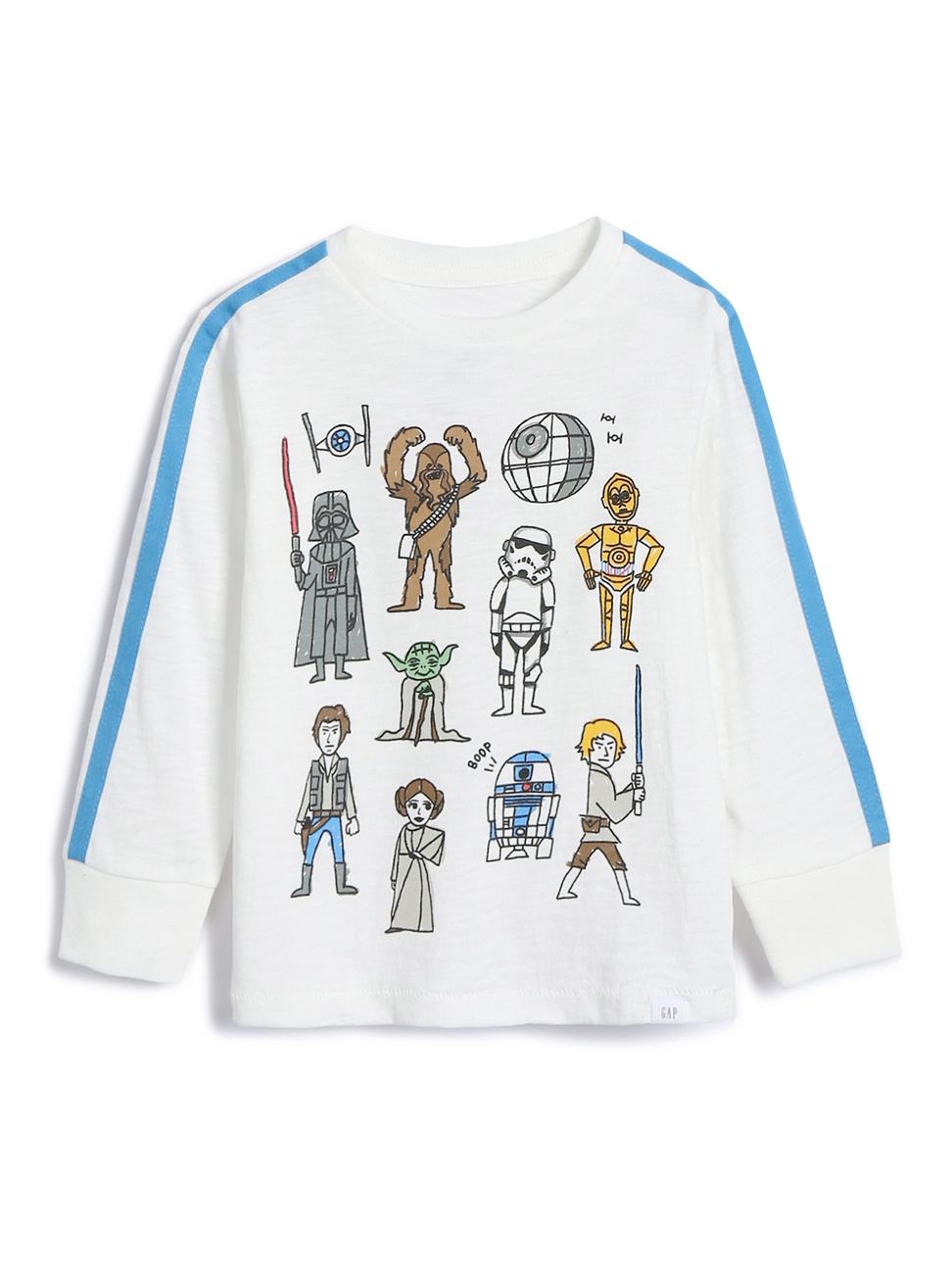 男幼童裝|Gap x Star Wars星際大戰聯名 圓領長袖T恤-光感亮白