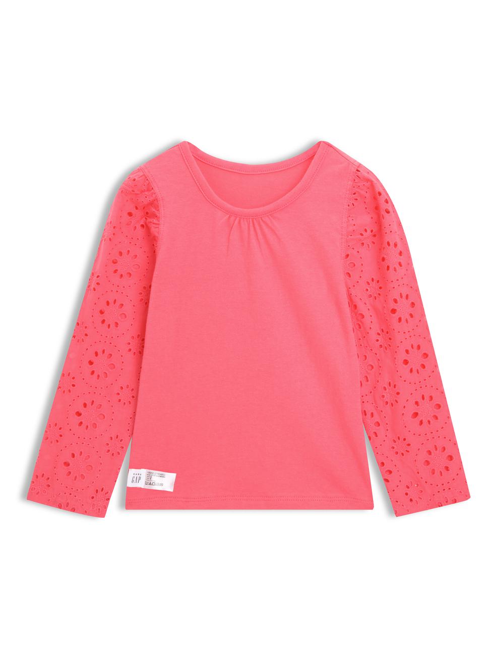 女幼童裝|長袖T恤-橙粉色