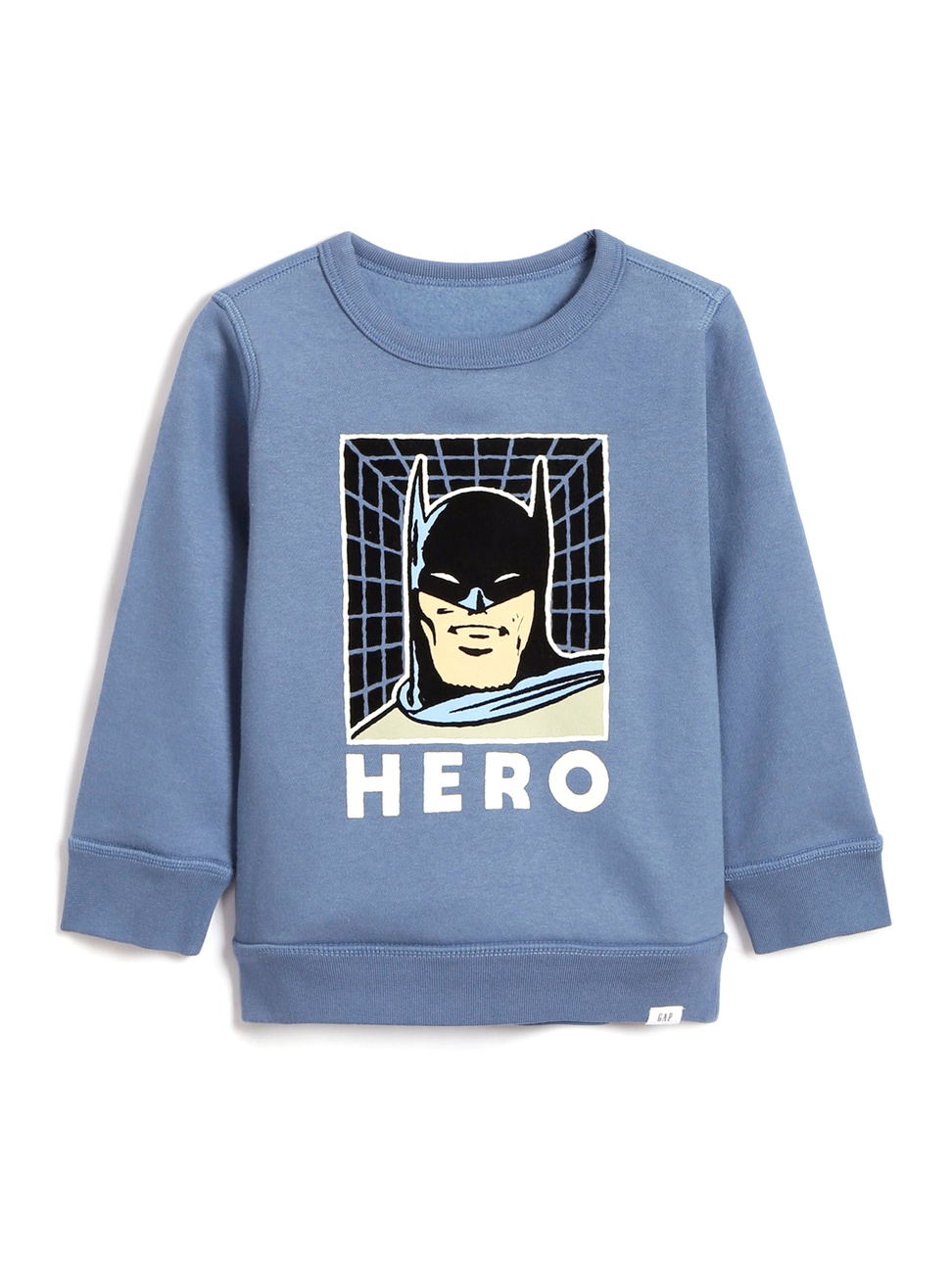 男幼童裝|Gap x DC™正義聯盟聯名 蝙蝠俠印花大學T-灰藍色