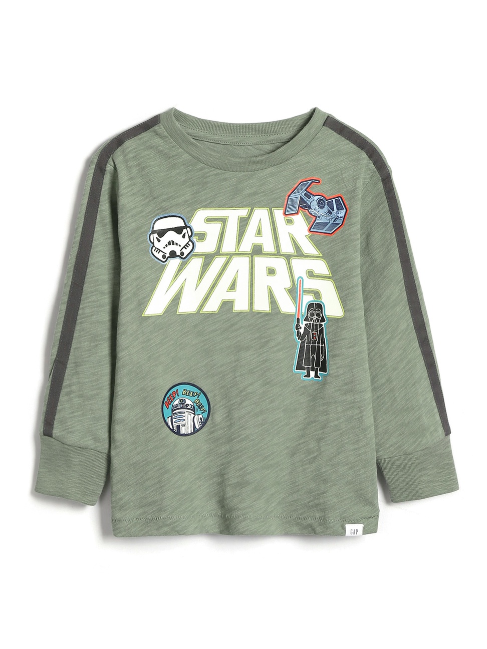 男幼童裝|Gap x Star Wars星際大戰聯名 圓領長袖T恤-花旗松綠色