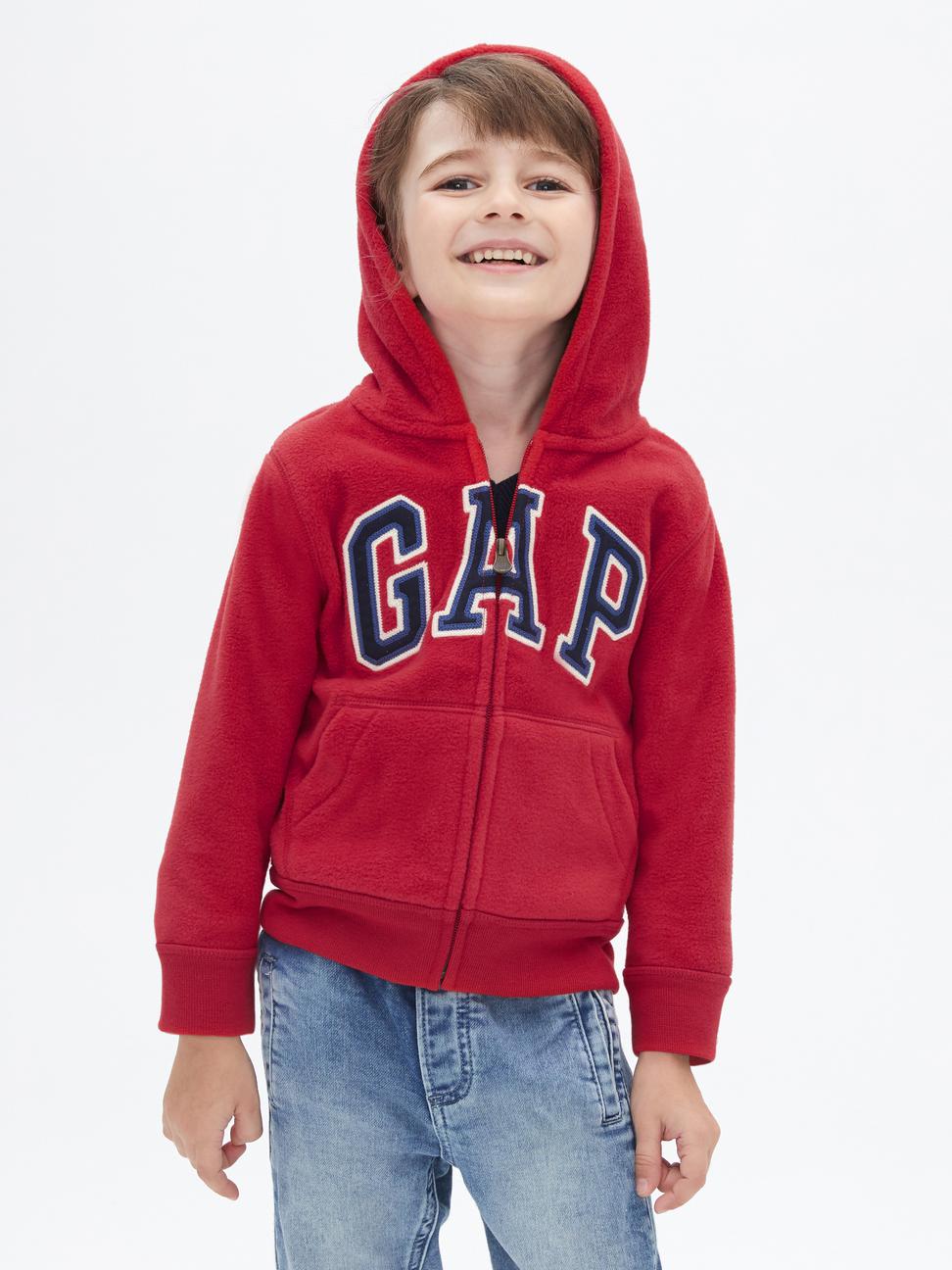 男幼童裝|Logo連帽外套-正紅