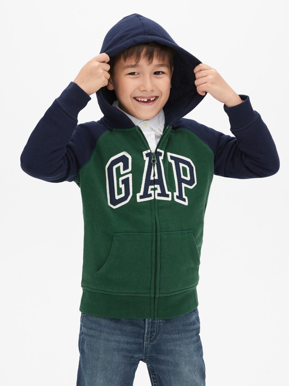 男童裝|Logo刷毛連帽外套-綠色