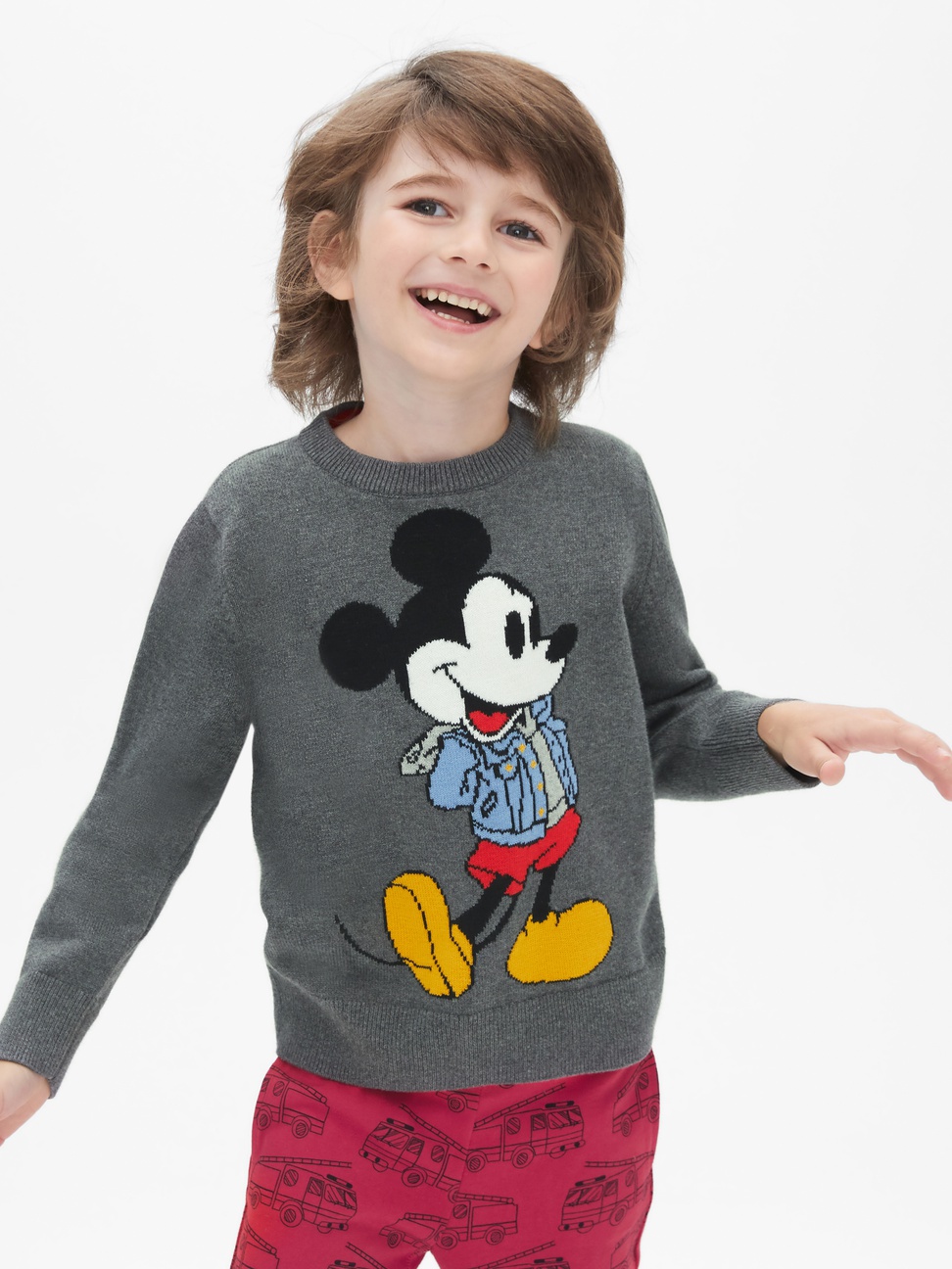 男幼童裝|Gap x Disney迪士尼聯名 米奇大學T-炭灰色