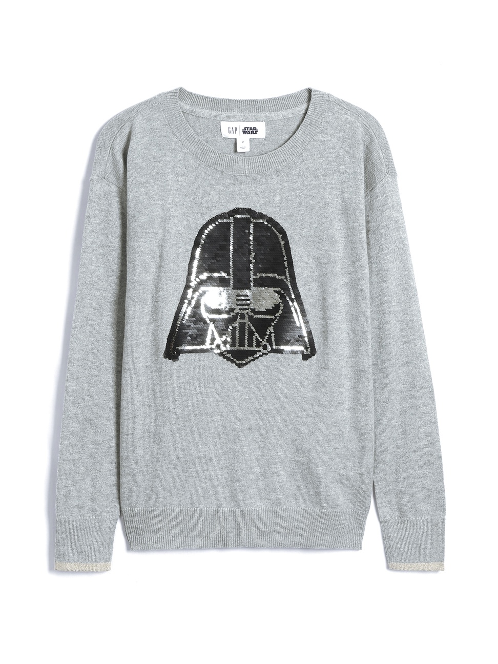 女童裝|Gap x Star Wars星際大戰聯名 雙面亮片長袖針織衫-麻灰色