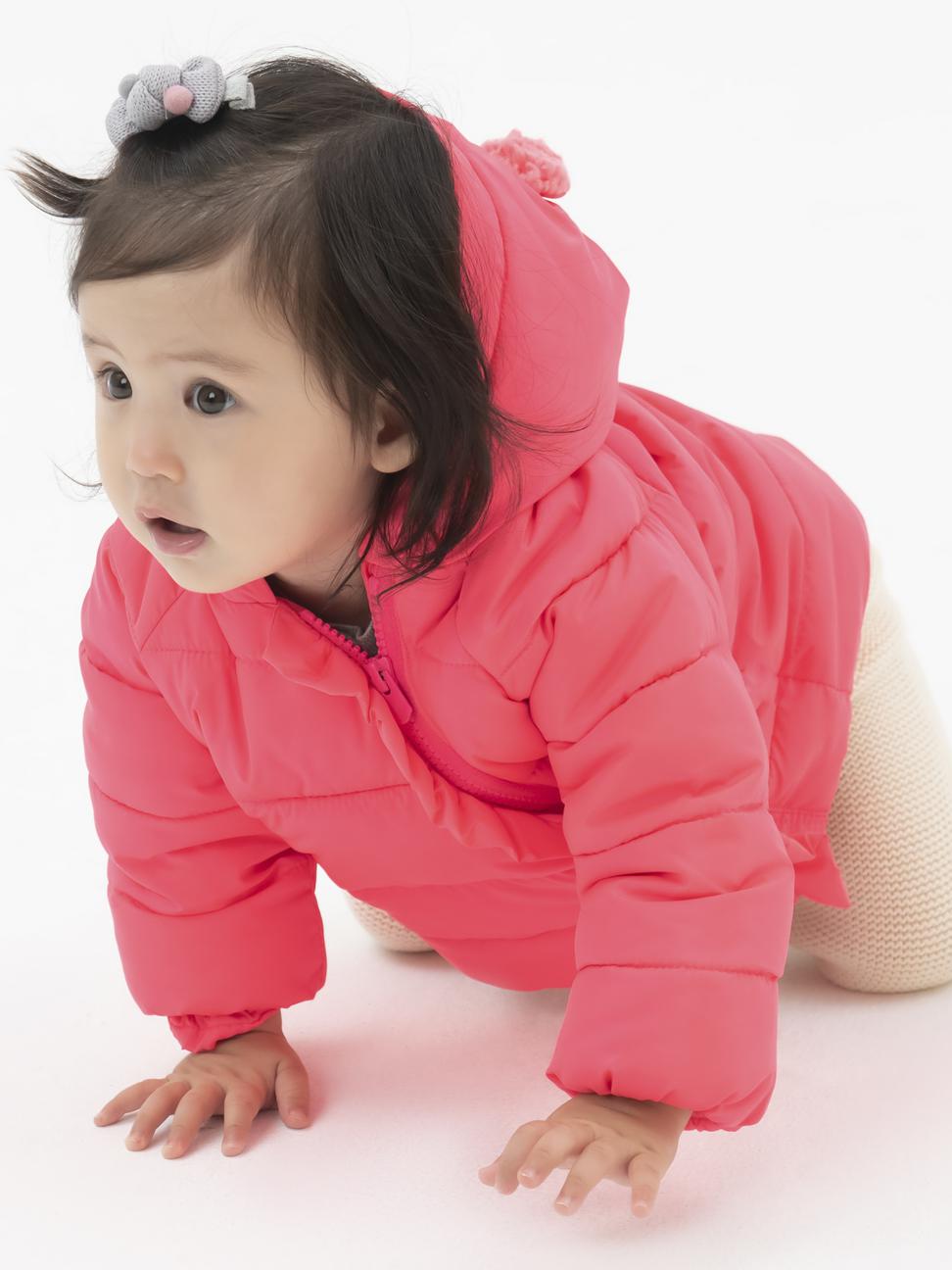 嬰兒裝|童趣熊耳保暖外套-淺色粉