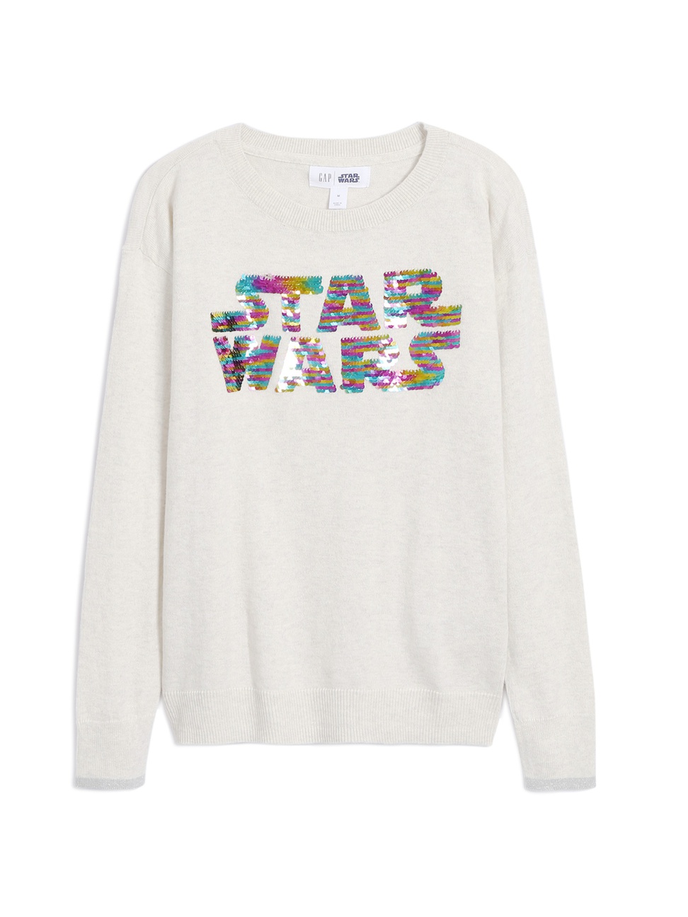女童裝|Gap x Star Wars星際大戰聯名 雙面亮片長袖針織衫-米色