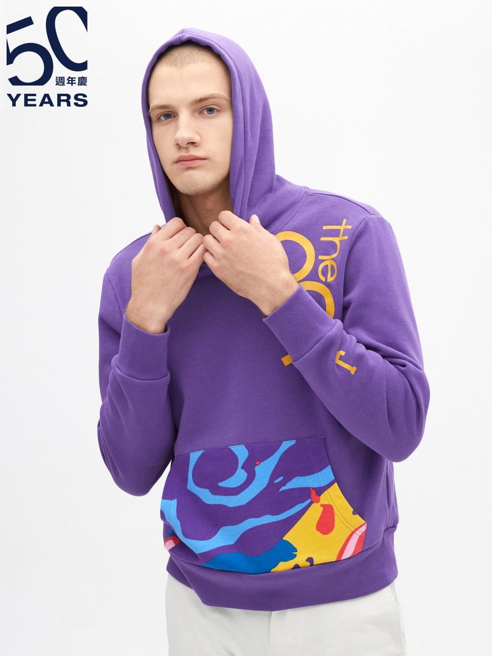 男女同款|Logo印花帽T-紫色