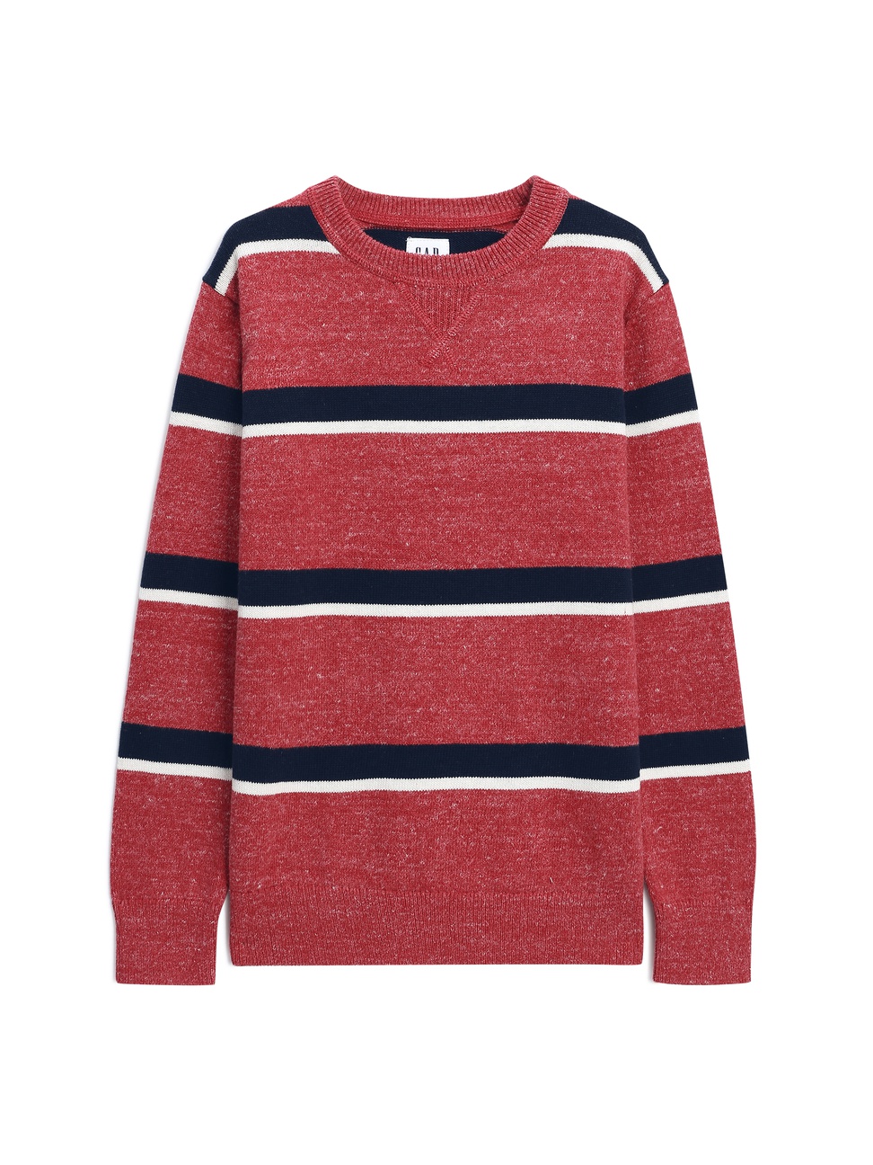 男童裝|圓領橫條紋毛衣-紅色