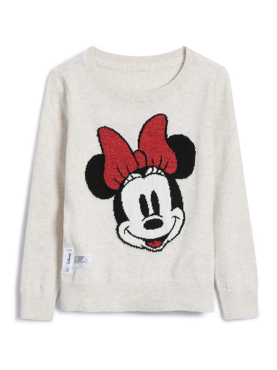 女幼童裝|Gap x Disney迪士尼聯名 米妮米奇印花針織衫-米妮老鼠圖案