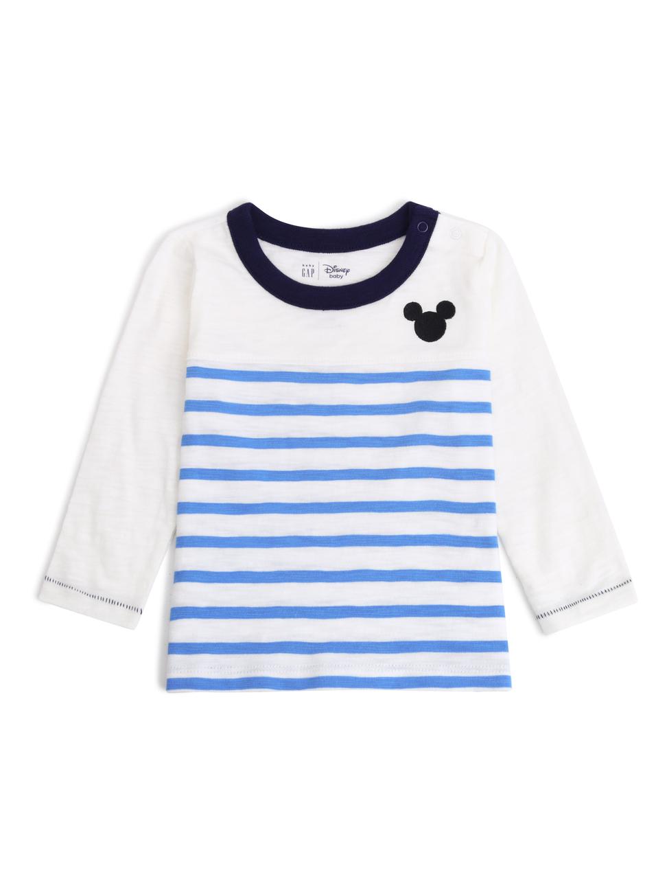 嬰兒裝|Gap x Disney迪士尼聯名 米奇長袖T恤-光感亮白