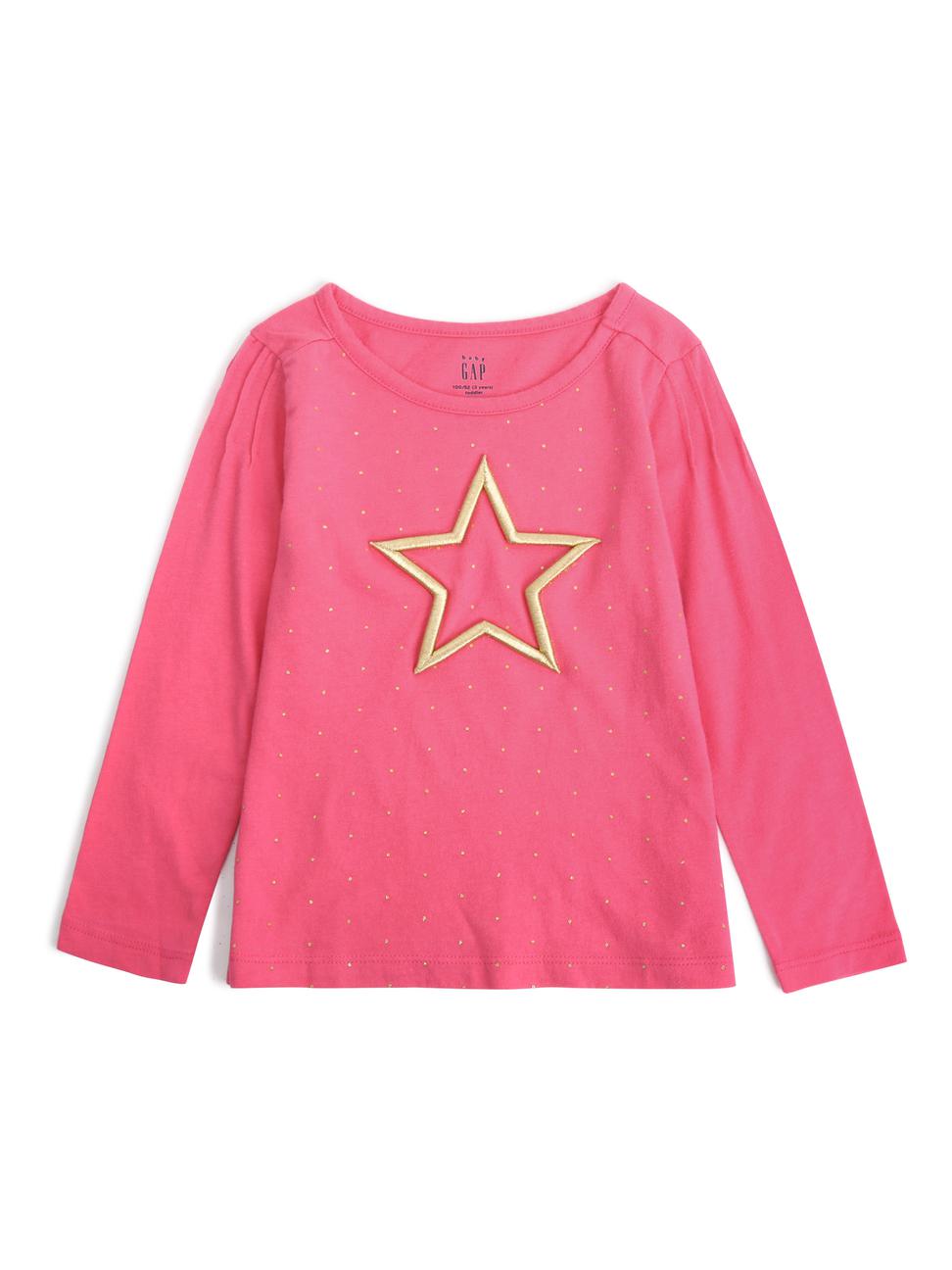 女幼童裝|柔軟細褶襇圓領長袖T恤-淺色粉