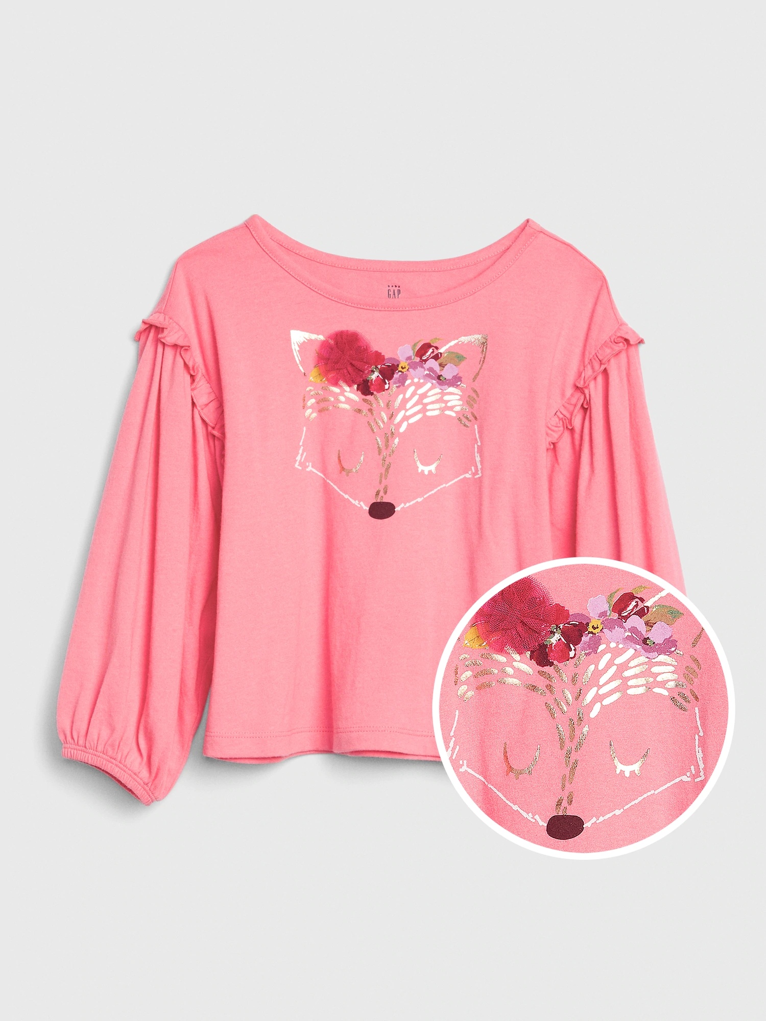 女幼童裝|印花長袖圓領T恤-玫瑰粉