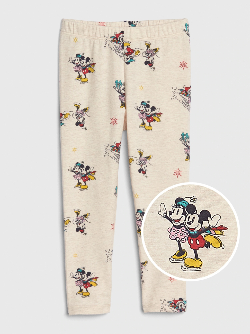 女幼童裝|Gap x Disney迪士尼聯名 米妮印花鬆緊內搭褲-米奇米妮圖案