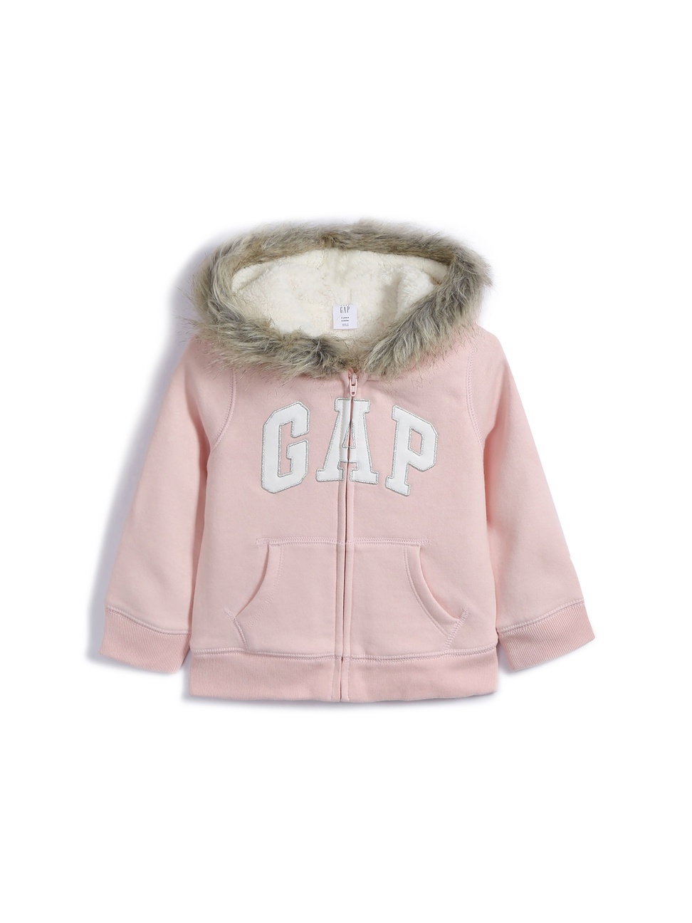 女幼童裝|Logo刷毛連帽外套-冰粉色