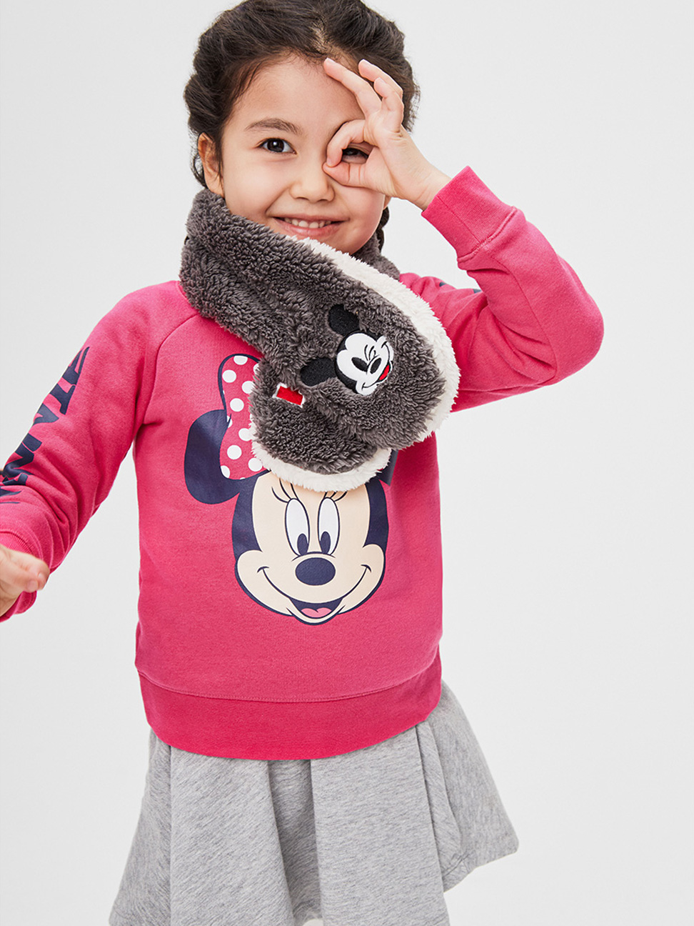 女幼童裝|Gap x Disney迪士尼聯名 米妮印花大學T-經典粉紅色