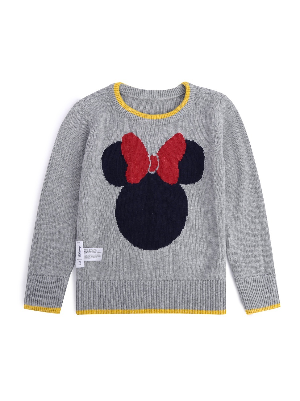 女幼童裝|Gap x Disney迪士尼聯名 米妮圓領針織上衣-麻灰色