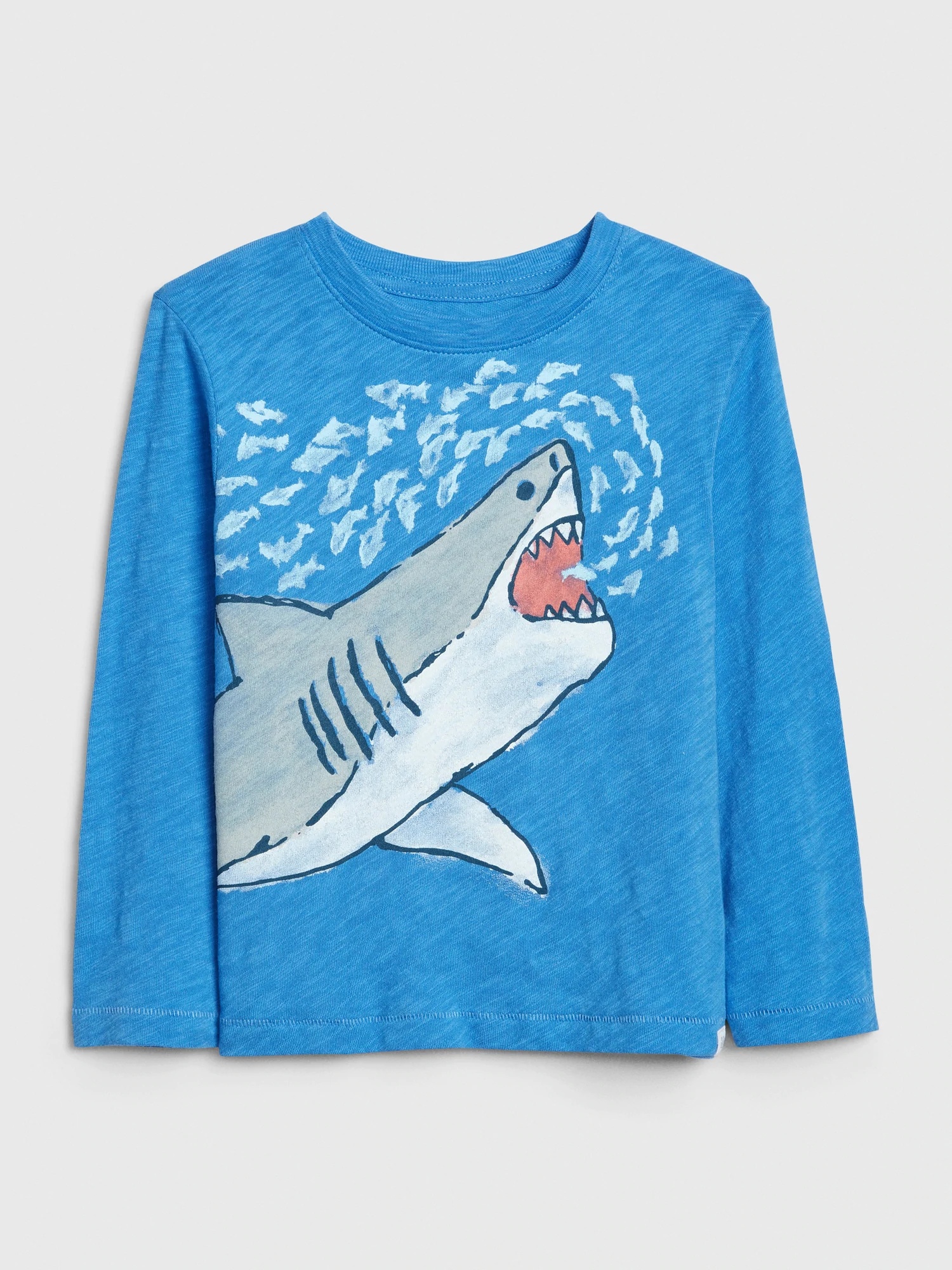 男幼童裝|童趣鯊魚印花圓領T恤-微風藍