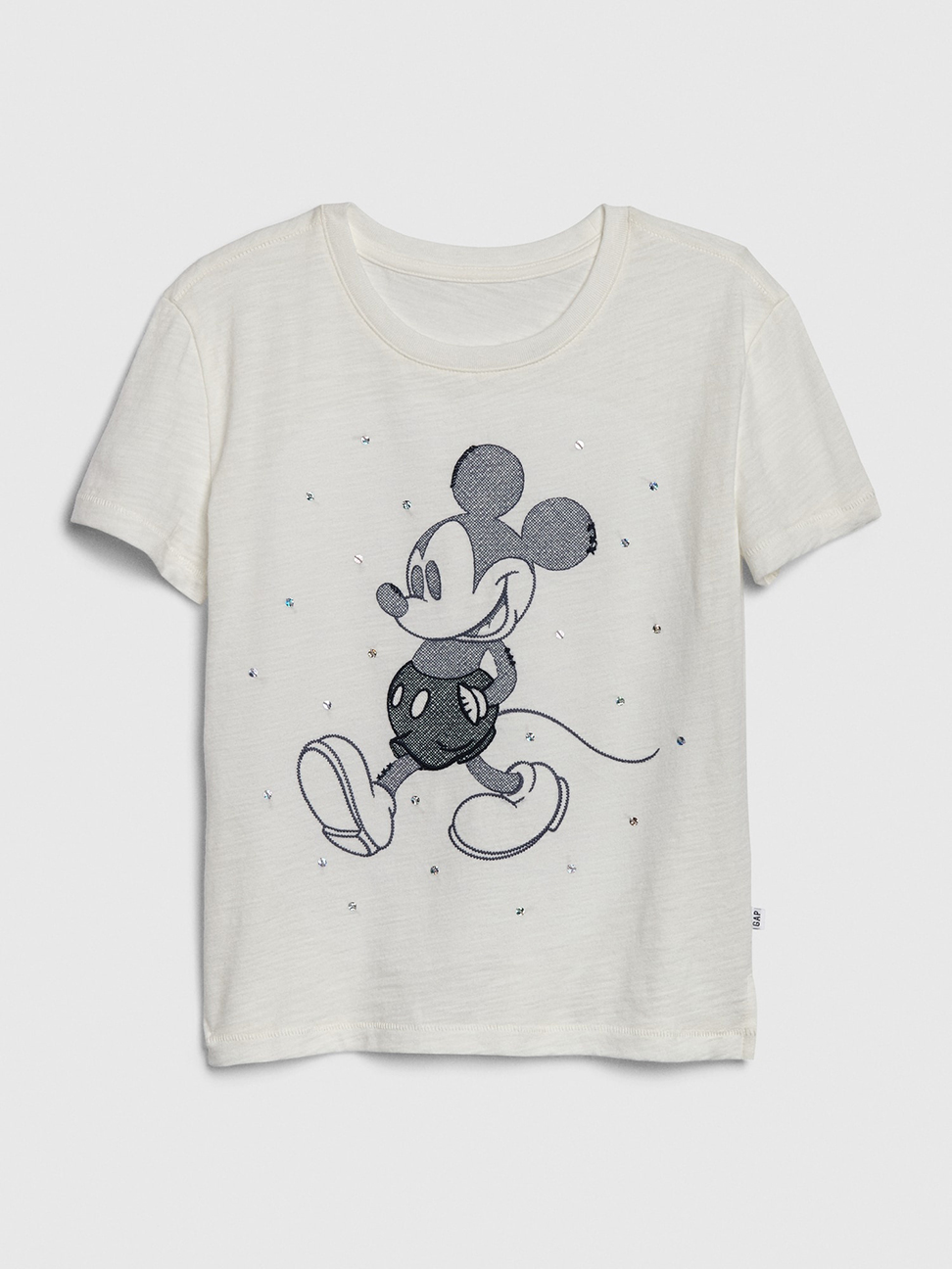 女童裝|Gap x Disney迪士尼聯名 米奇舒適圓領短袖T恤-白色