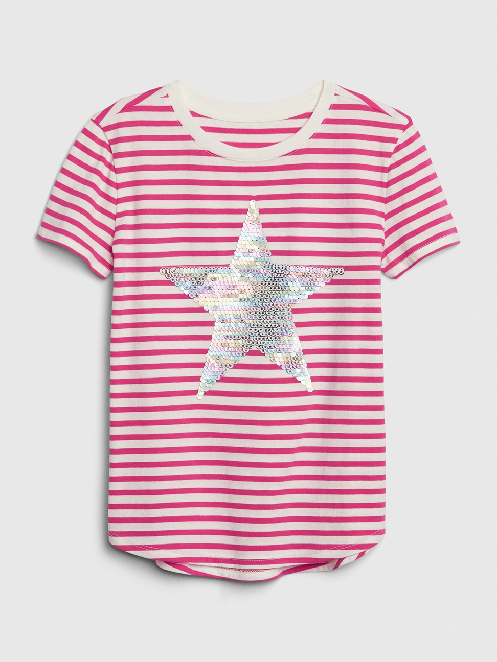 女童裝|棉質舒適圓領短袖T恤-粉色條紋