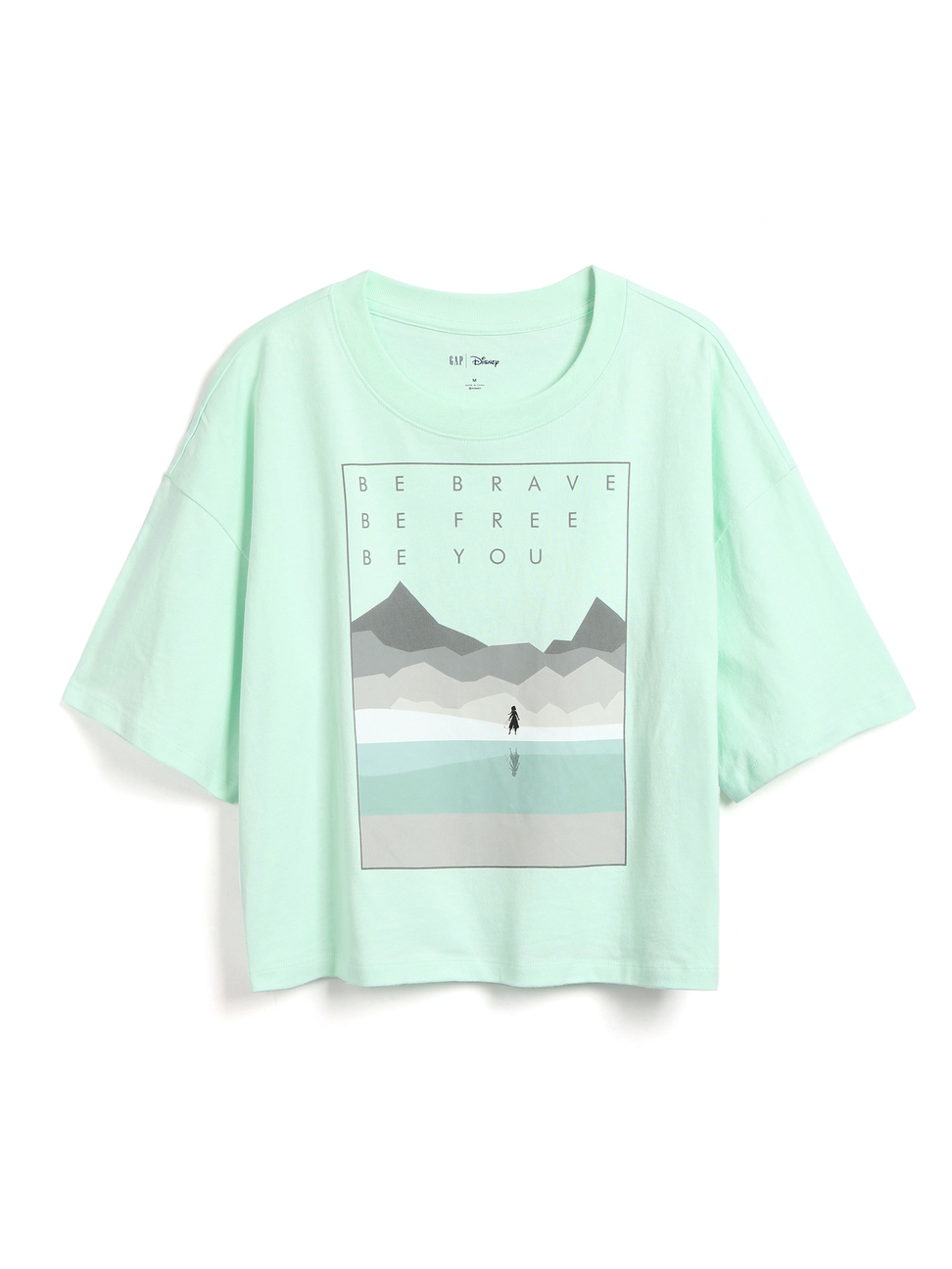 女裝|Gap x Disney迪士尼聯名 冰雪奇緣棉質寬鬆圓領短袖T恤-新鮮薄荷綠
