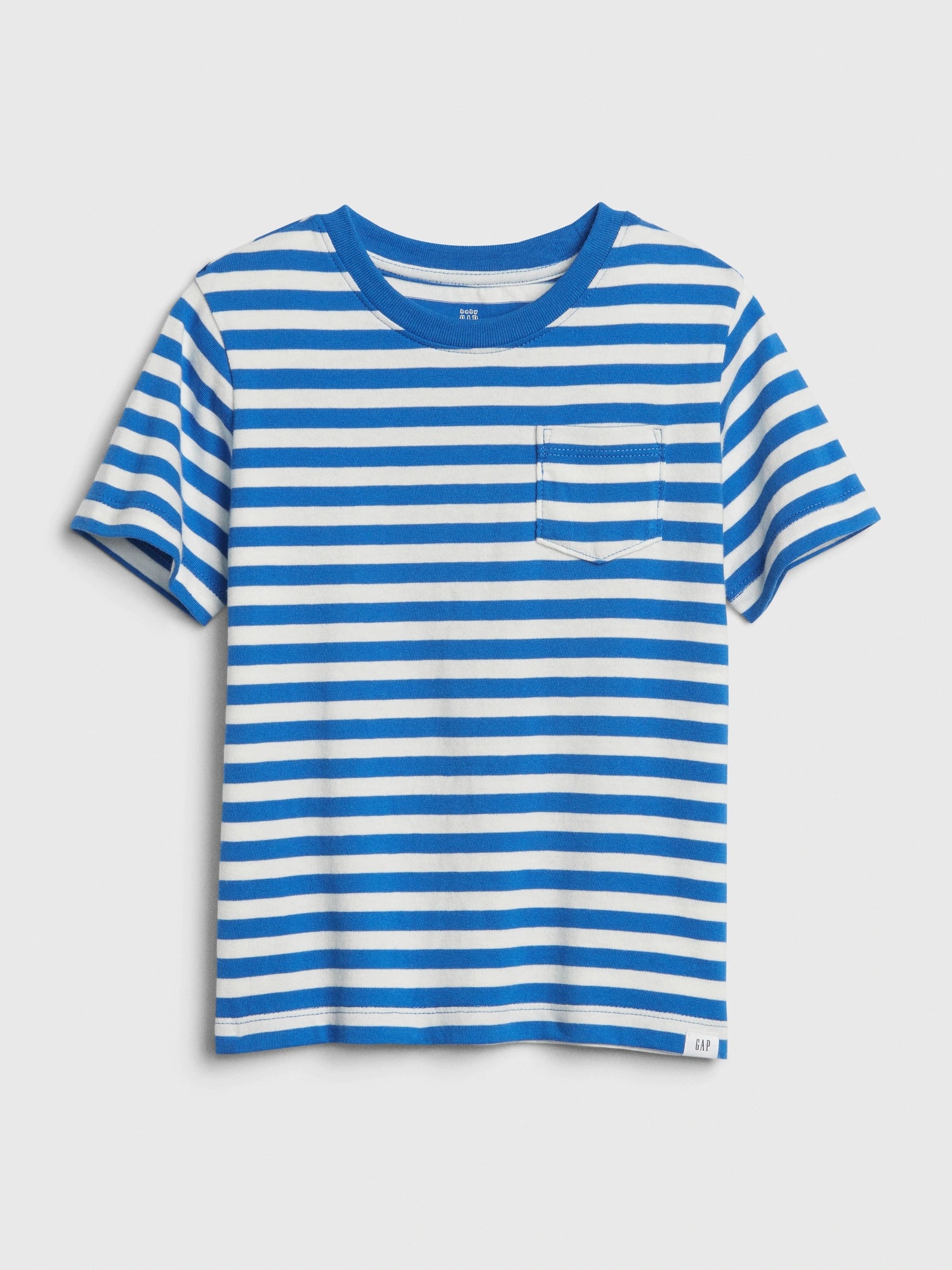 男幼童裝|棉質舒適圓領短袖T恤-藍色條紋