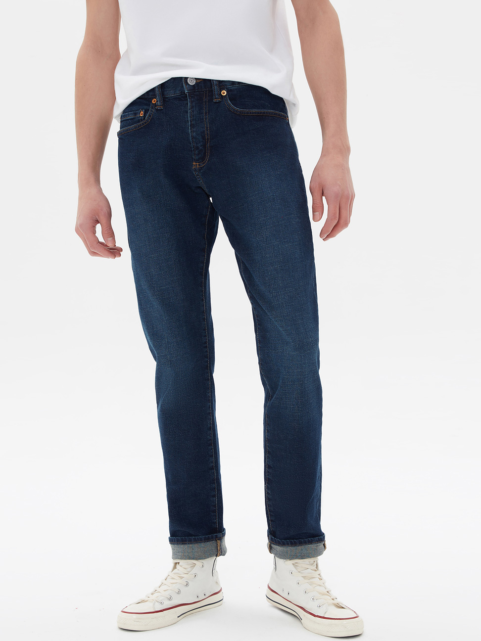 男裝|丹寧深色水洗修身直筒牛仔褲 1969復古經典系列-深藍色