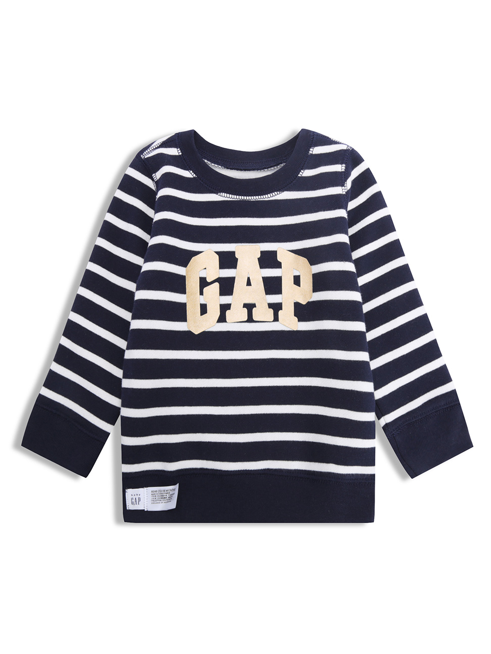 嬰兒裝|Logo條紋圓領上衣-藍白條紋