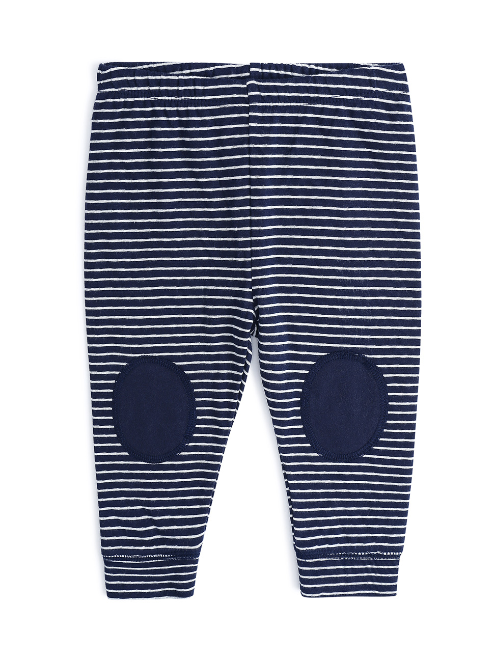 嬰兒裝|棉質條紋膝蓋拼布運動褲-海軍藍色