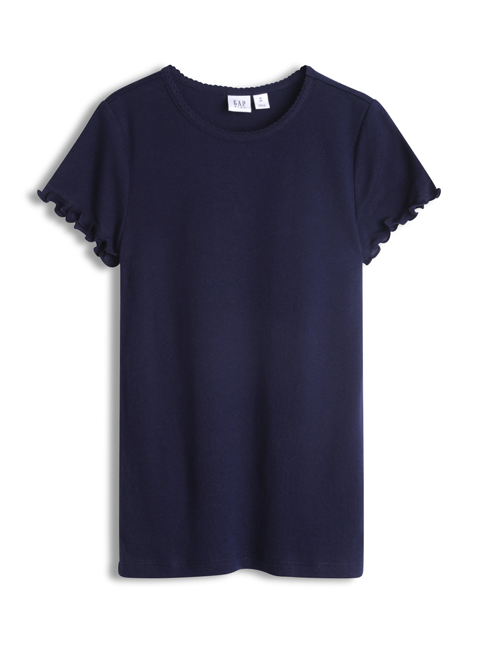 女童裝|荷葉邊圓領短袖T恤-海軍藍色