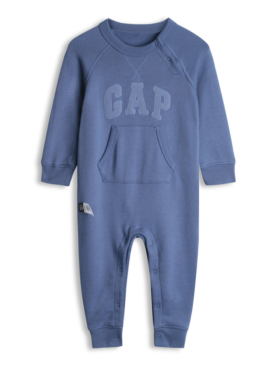 嬰兒裝|Logo棉質插肩袖包屁衣-灰藍色