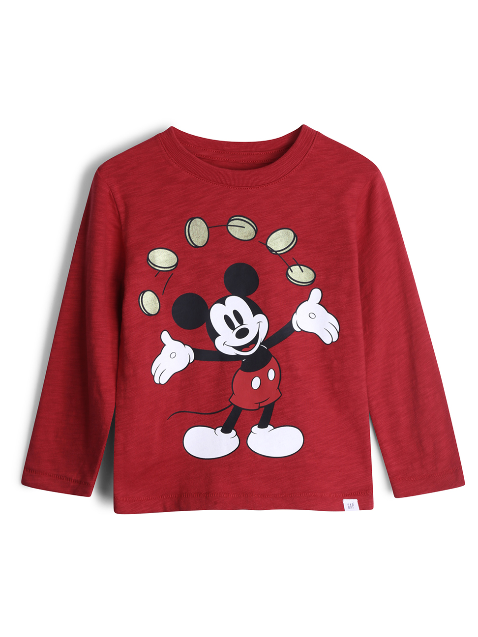 男幼童裝|Gap x Disney迪士尼聯名 米奇棉質舒適圓領T恤-熱情紅