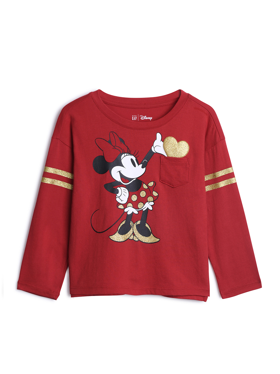 女幼童裝|Gap x Disney迪士尼聯名 米妮印花T恤-摩登紅色