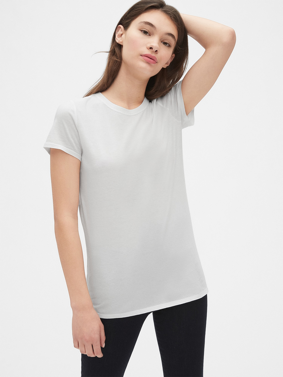 女裝|棉質舒適圓領短袖T恤-光感白