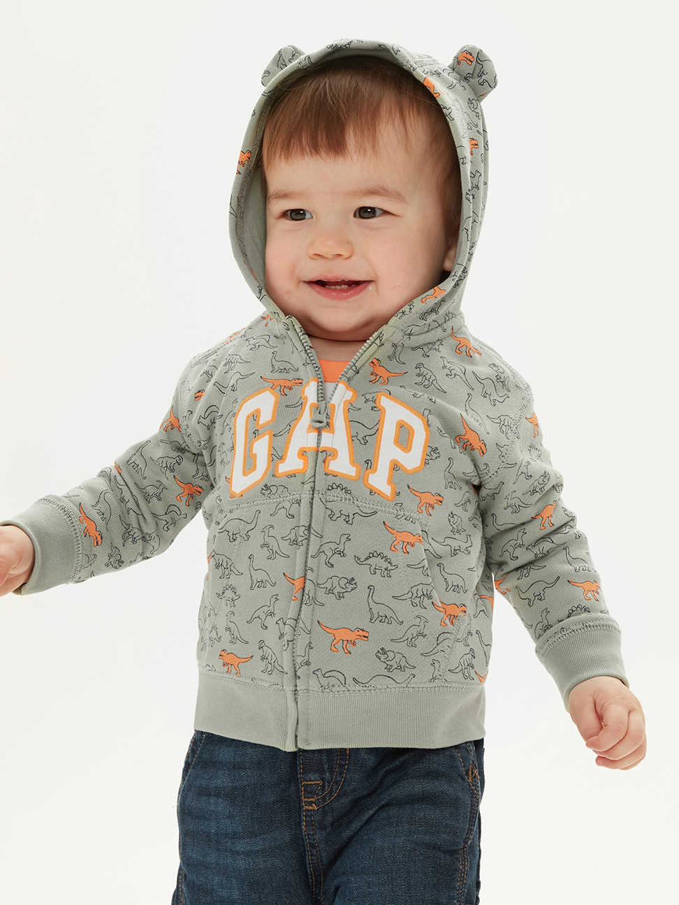 嬰兒裝|Logo棉質熊耳造型連帽外套-沙漠耆色