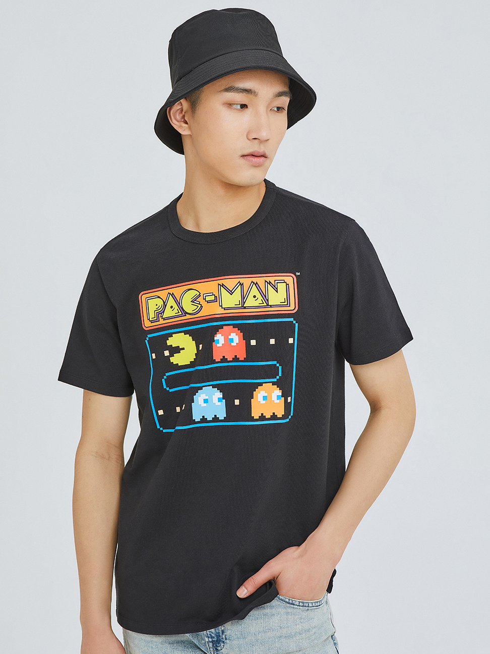 男裝|Gap x Pac-Man小精靈聯名 印花短袖T恤-正黑色