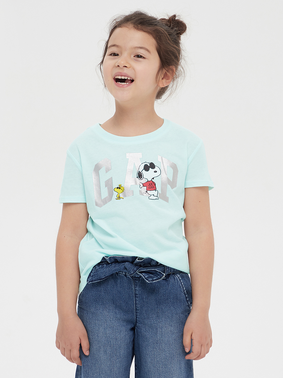 女童裝|Gap x Snoopy史努比聯名 活力亮色T恤-淡水藍色