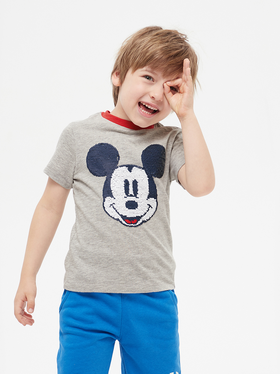 男幼童裝|Gap x Disney迪士尼聯名 做舊風格米奇短袖T恤-灰色