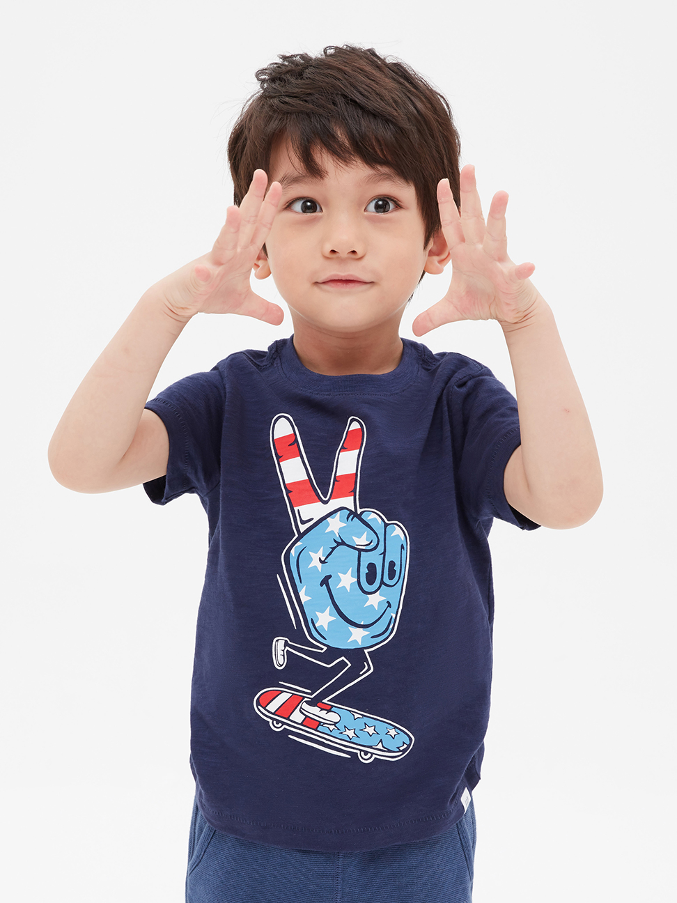 男幼童裝|創意圓領短袖T恤-海軍藍